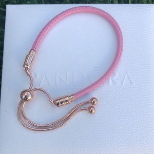 Pandora Rose Pink Leather Slider Bracelet